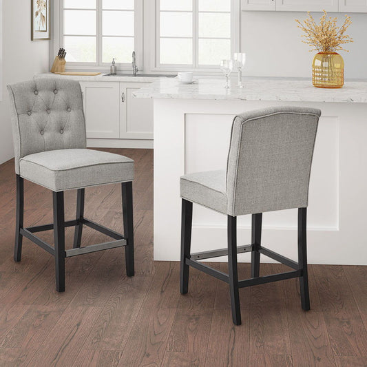 Marian - Tufted Counter Stool - Light Gray