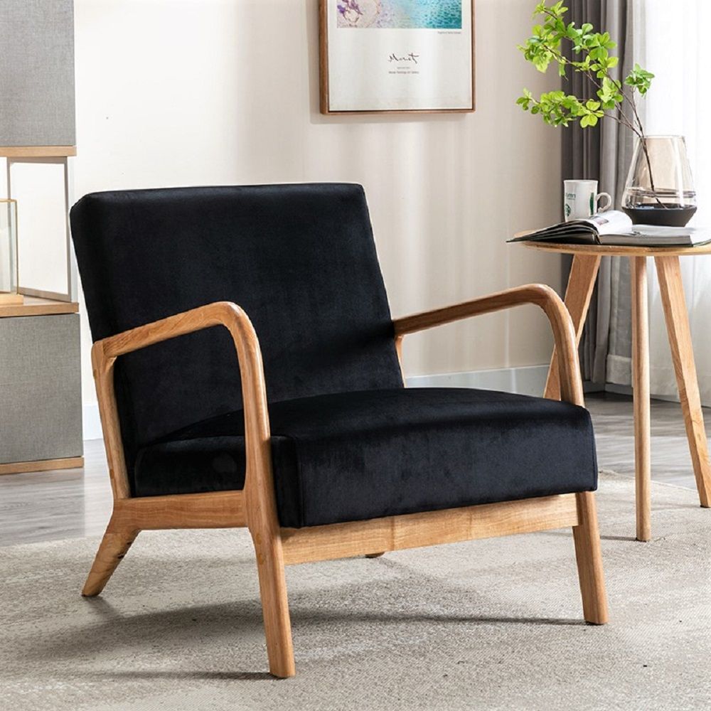 Classic Mid-Century Modern Accent Chairs, Open Framed Armchair With Cushioning US Pride