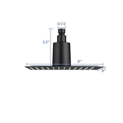 Ultra Thin 8" Square Rain Shower Head 304 Stainless Steel, Wall / Ceiling Mounted Daily Nest