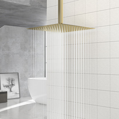 16" Square Rainfall Shower Head Fixed Wall Mount With Full Body Coverage & Self Cleaning Silicone Nozzles Daily Nest