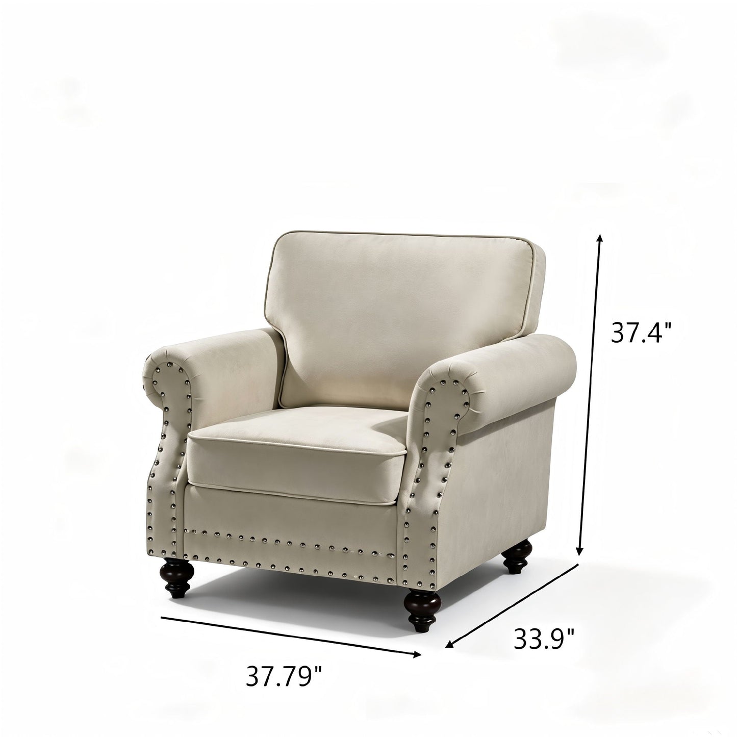 Upholstered Accent Armchair With Turned Legs For Living Room US Pride