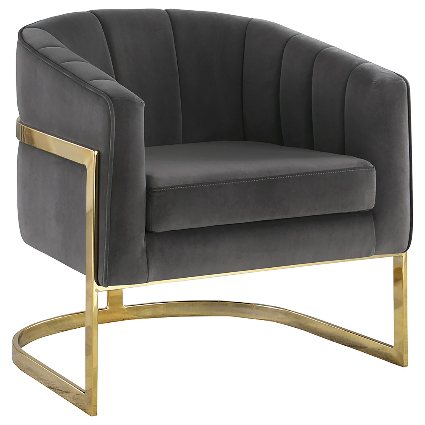 Tufted Barrel Accent Chair Upholstered Lounge Chair - Gray Furniture Max