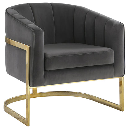 Tufted Barrel Accent Chair Upholstered Lounge Chair - Gray Furniture Max