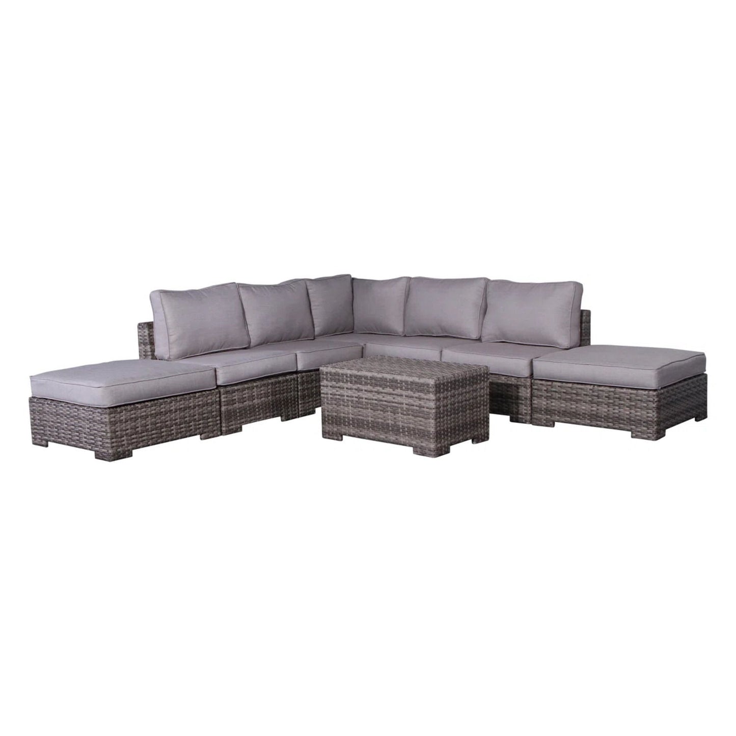 Outdoor 6 Person Wicker Seating Group With Cushions - Gray Mix LSI Patio Furniture