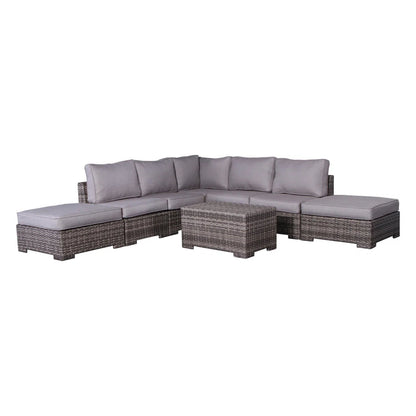 Outdoor 6 Person Wicker Seating Group With Cushions - Gray Mix LSI Patio Furniture