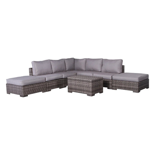 Outdoor 6 Person Wicker Seating Group With Cushions - Gray Mix LSI Patio Furniture