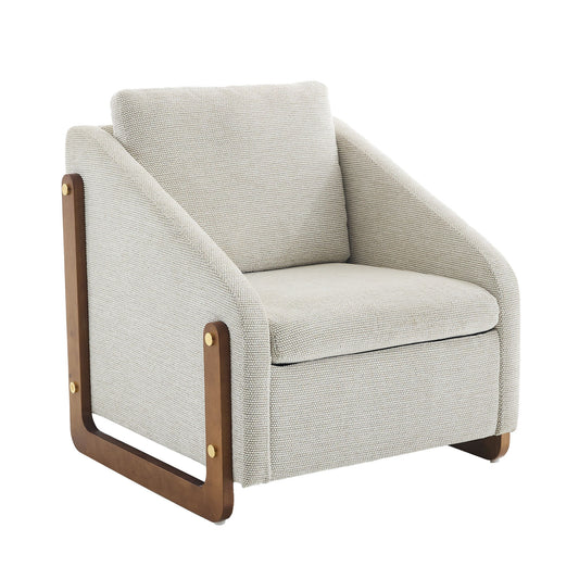 Modern Upholstered Armchair With Wooden Side Frame Home Essentials