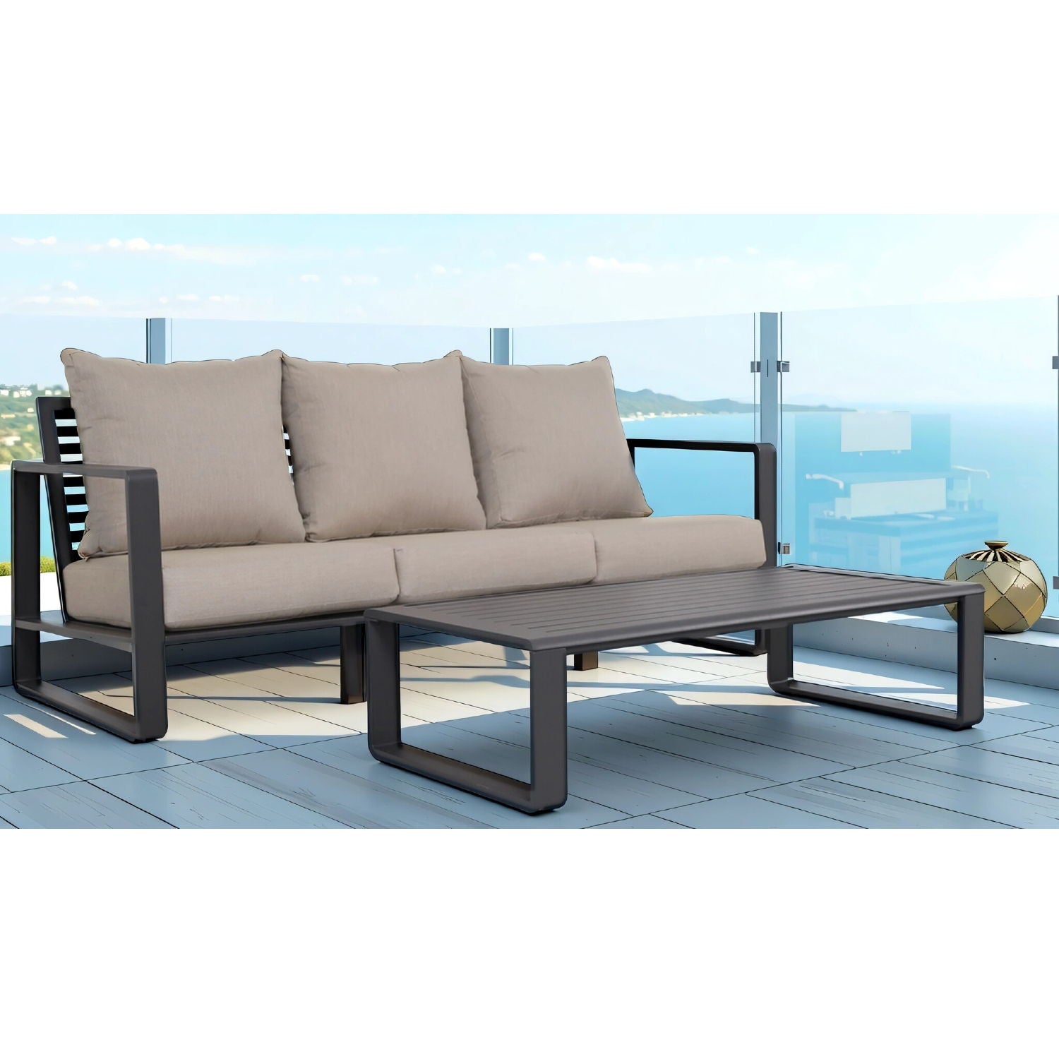 Durable Sofa With Rectangular Coffee Table LSI Patio Furniture