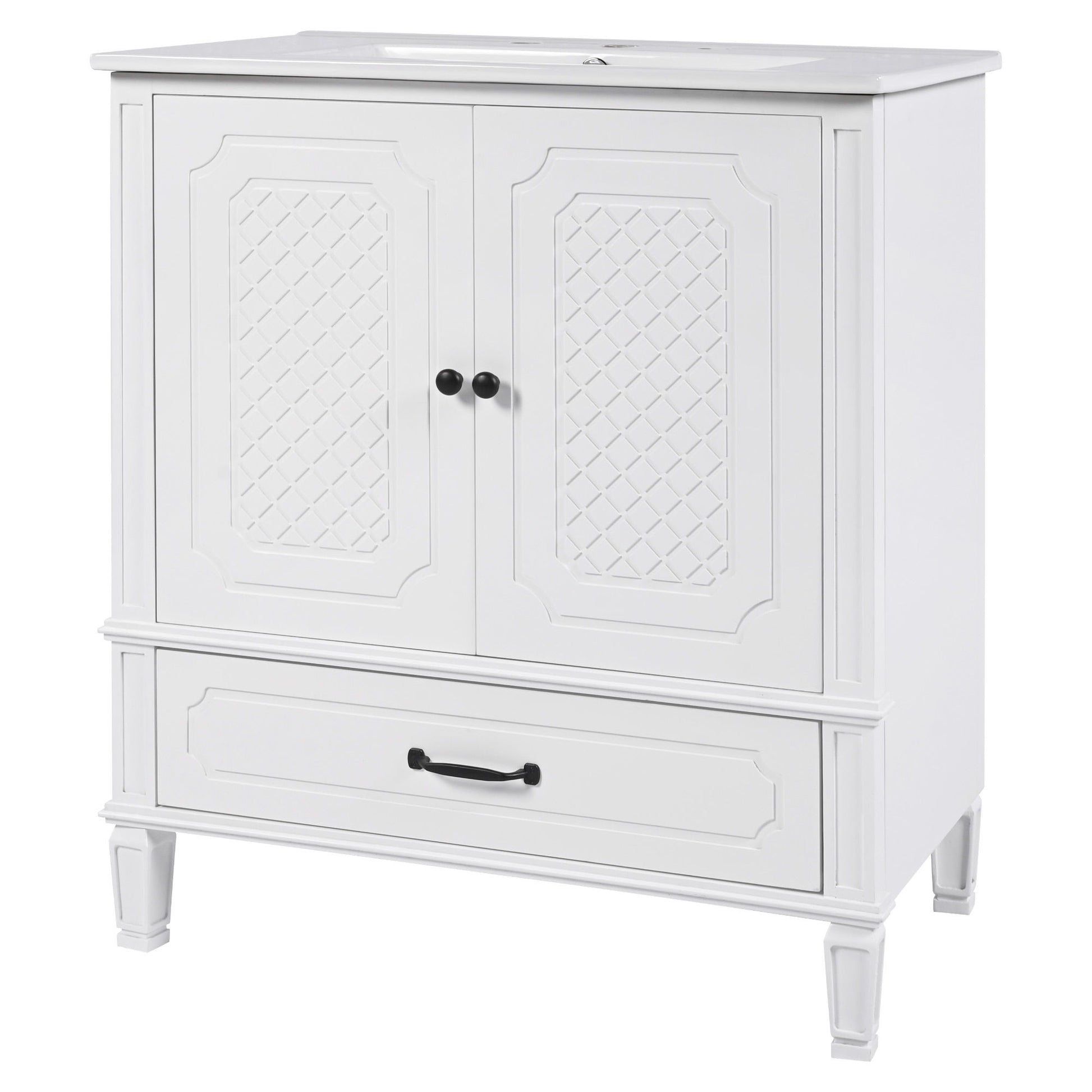 Vintage Style Bathroom Vanity With Sink, Multi Functional Storage, Soft-Closing Door Noble House