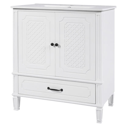 Vintage Style Bathroom Vanity With Sink, Multi Functional Storage, Soft-Closing Door Noble House