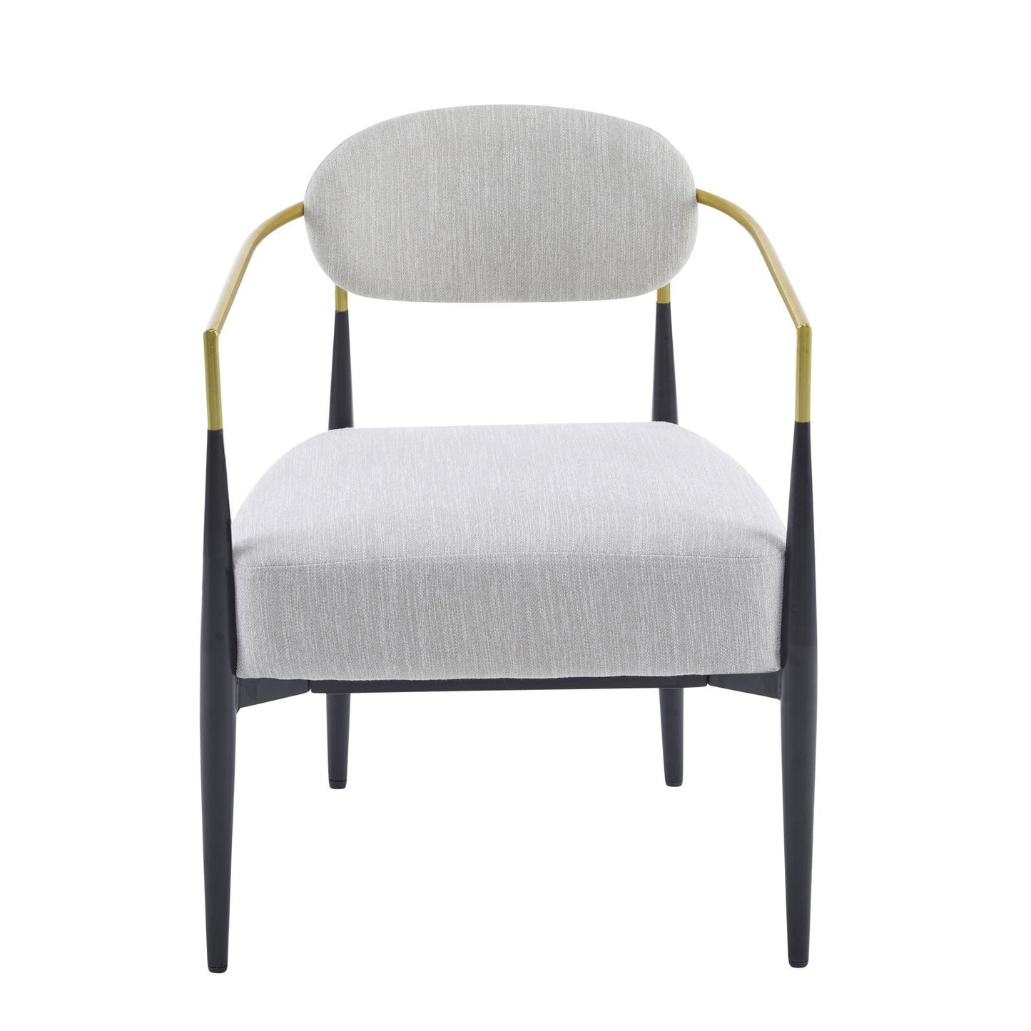 Mid Century Modern Upholstered Accent Armchair With Tapered Legs - Beige / Black / Gold Noble House