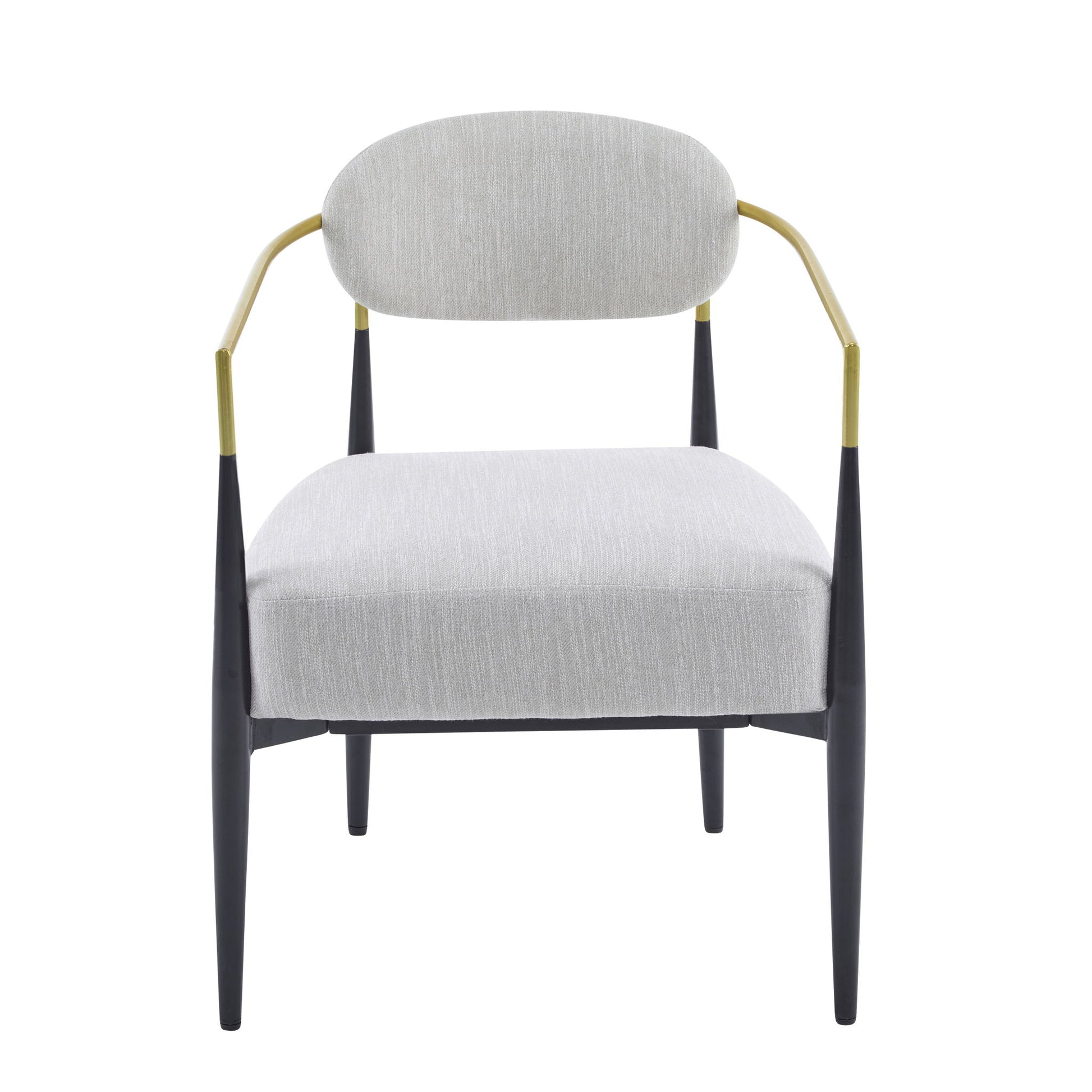 Mid Century Modern Upholstered Accent Armchair With Tapered Legs - Beige / Black / Gold Noble House