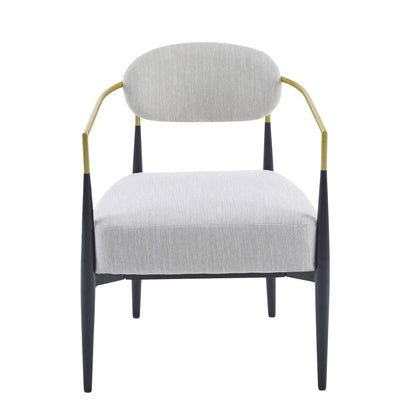 Mid Century Modern Upholstered Accent Armchair With Tapered Legs - Beige / Black / Gold Noble House
