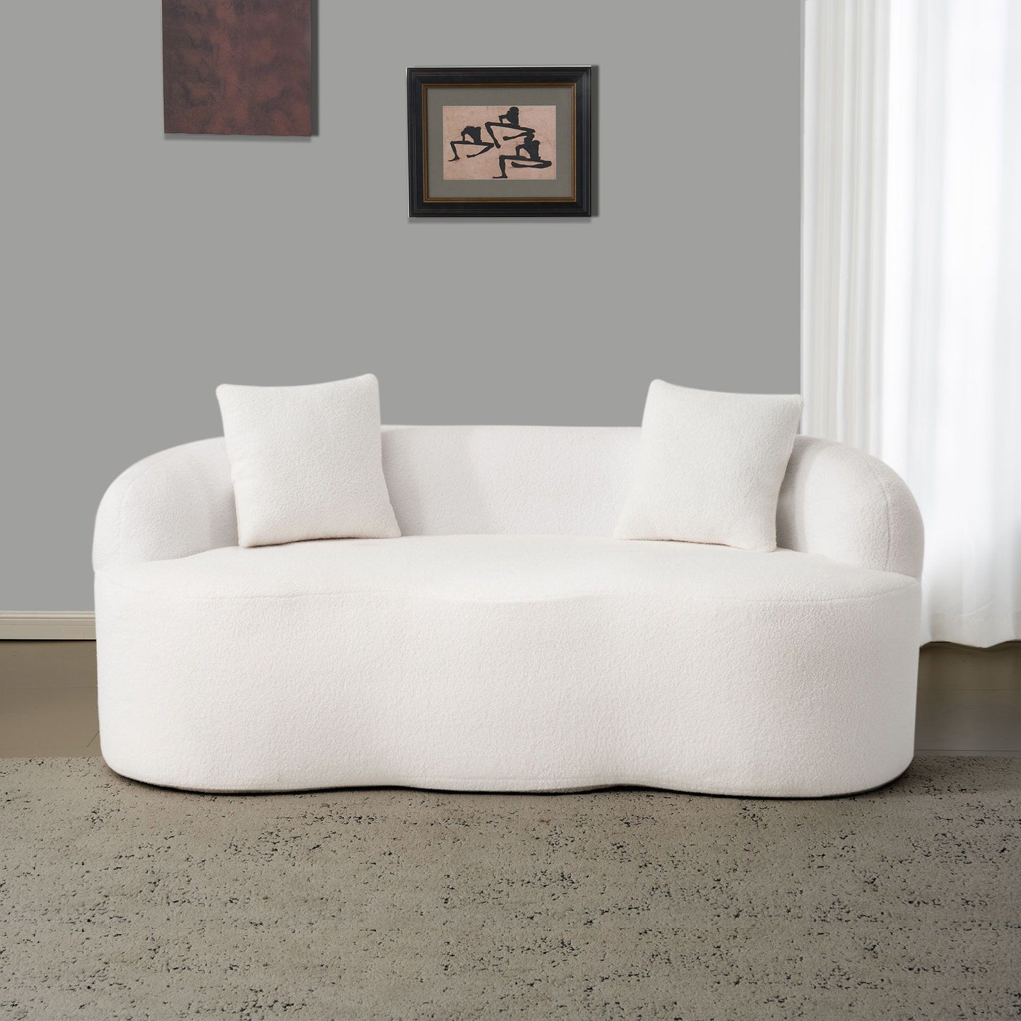 Curved Loveseat Sofa With Round Armrest Home Essentials