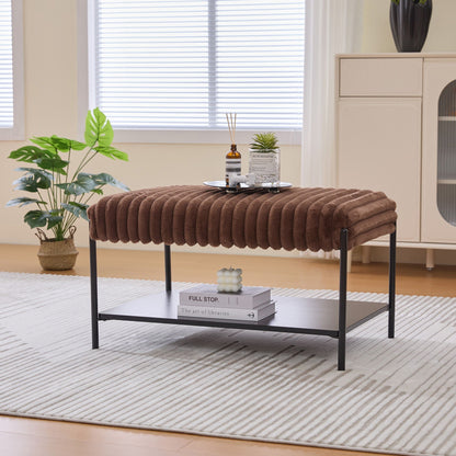Upholstered Ottoman Coffee Table Foot Rest With Open Storage Home Essentials
