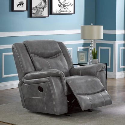 Conrad - Upholstered Padded Arm Glider Recliner - Gray CoasterEveryday