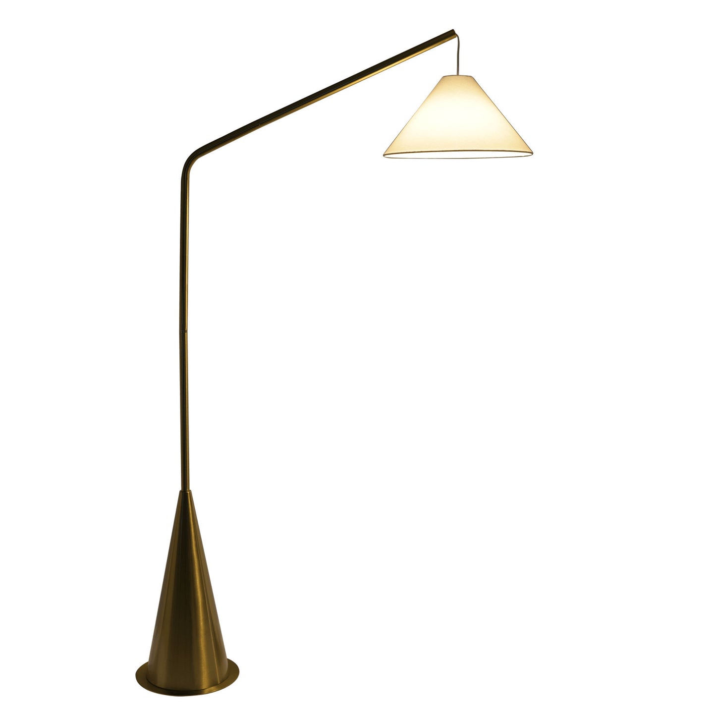 Lisbon - Floor Lamp With On / Off Switch Coned Base Hanging Shade - Antique Brass / White Ashcroft Furniture