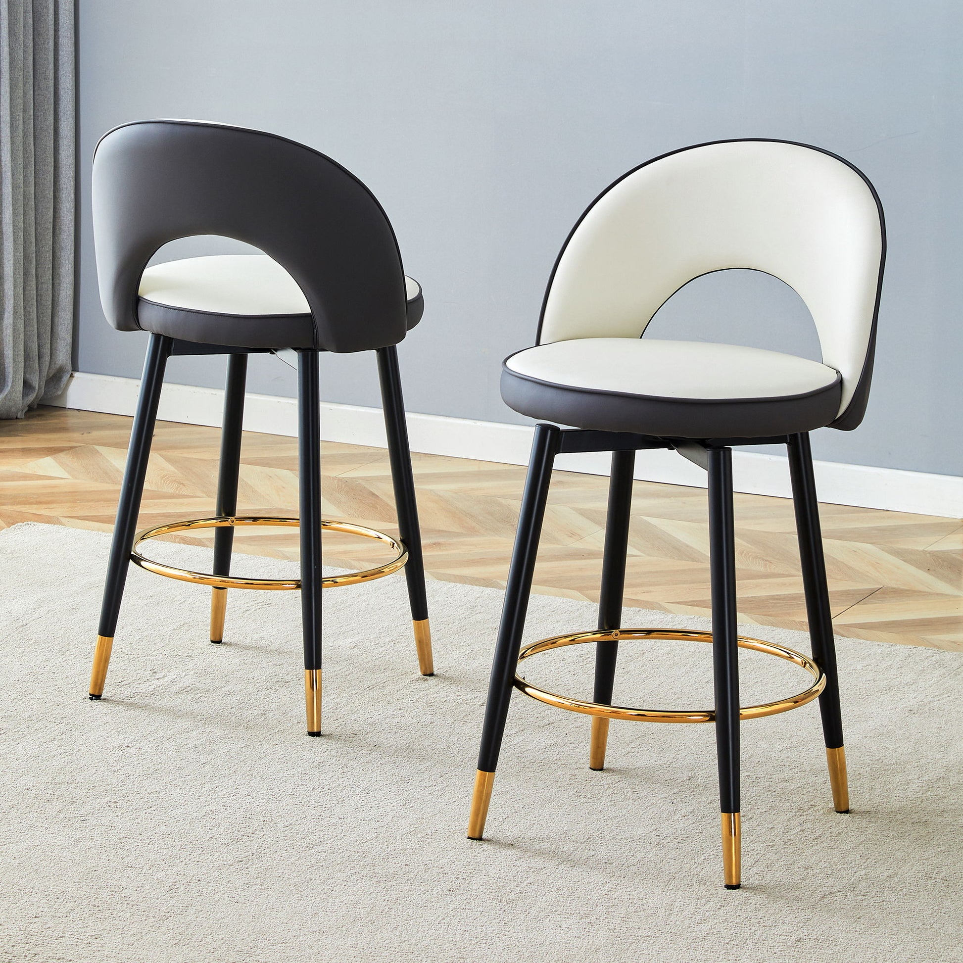 Upholstered Rotatable Bar Chair With Metal Legs For Dining Room Home Essentials