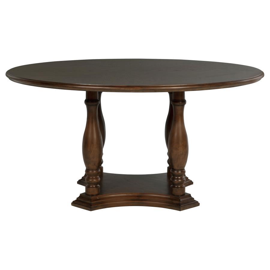 Landon - Round Wood Pedestal Dining Table - Rich Brown Coaster Fine Furniture