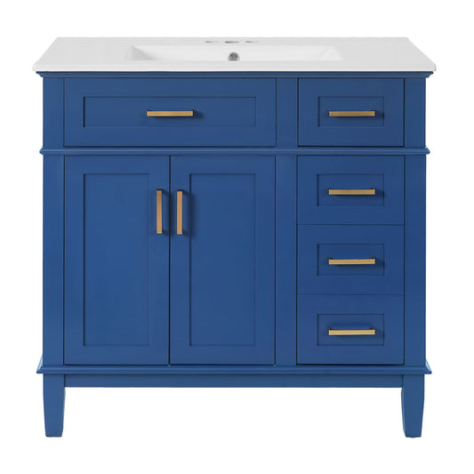 Modern Bathroom Vanity With Ceramic Sink, Soft Close Storage Cabinet Hearth and Haven