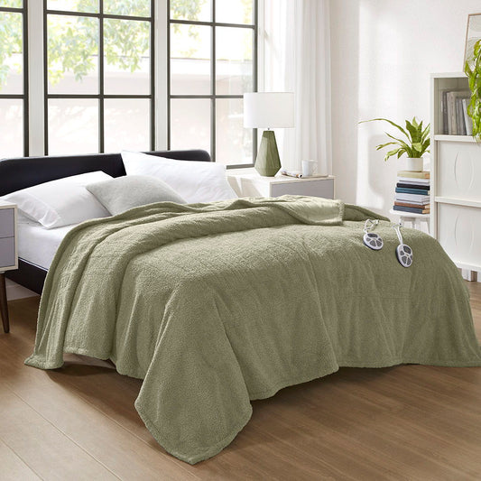 Dream Soft Heated - Queen Blanket - Sage Serta