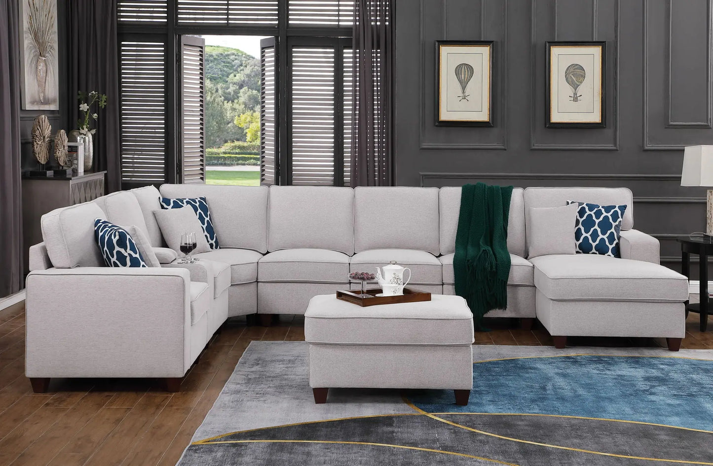 Eric - 9 Piece Upholstered Sectional With Ottoman Urban Retreats