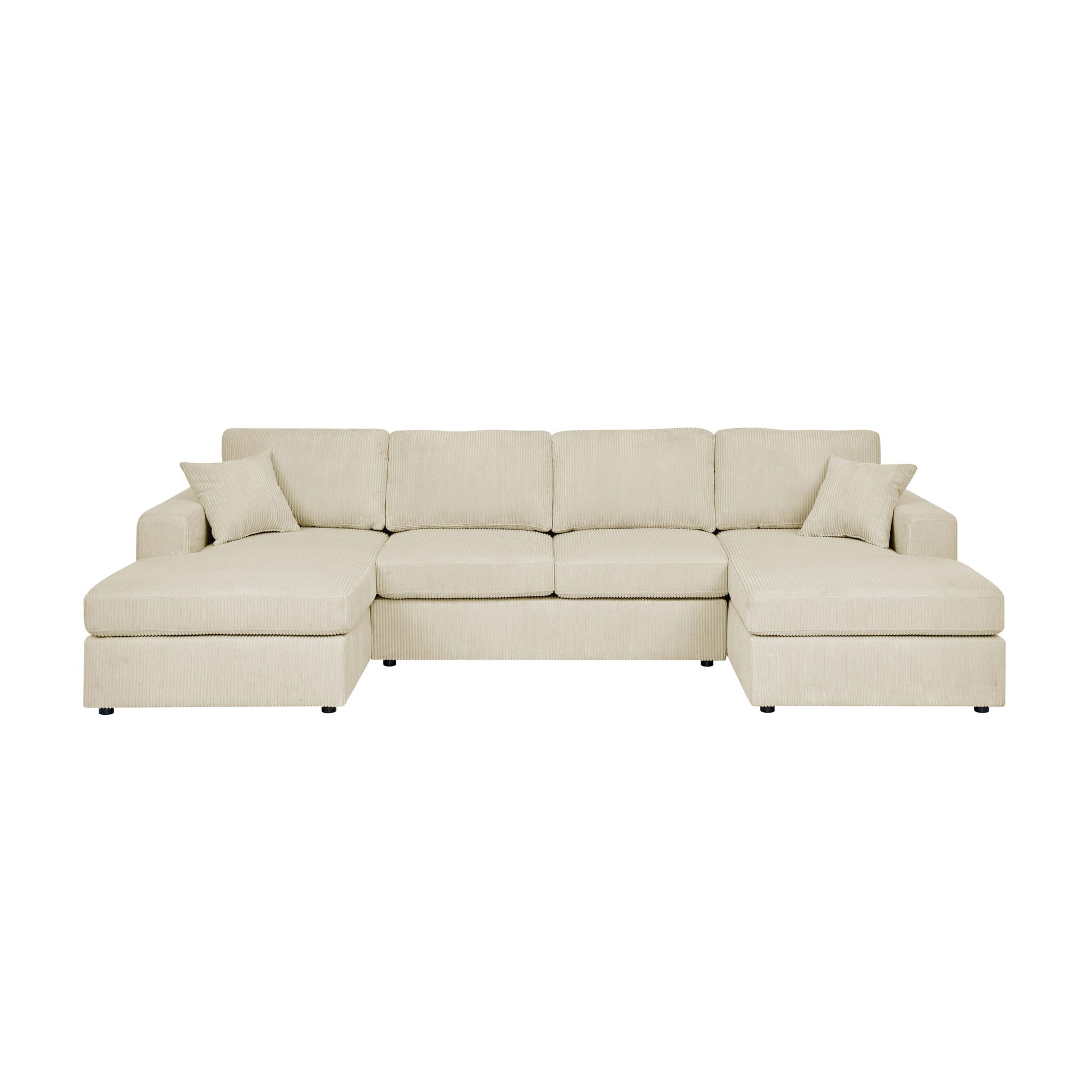 3 Piece Corduroy Double Chaise Sectional Sofa The Soft House