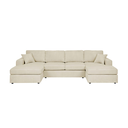 3 Piece Corduroy Double Chaise Sectional Sofa The Soft House