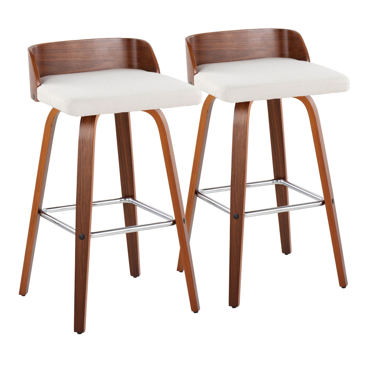 Maya - Mid Century Modern Fixed Height Barstool With Swivel With Square Footrest (Set of 2) Lumi Source