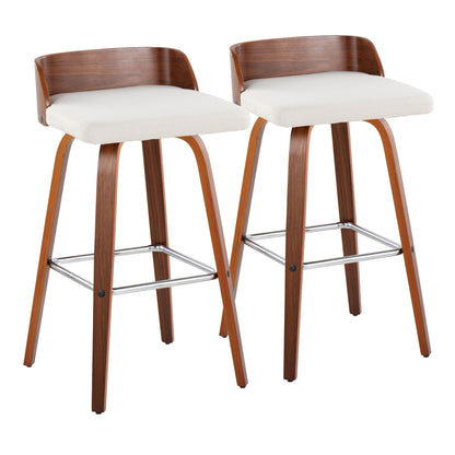 Maya - Mid Century Modern Fixed Height Barstool With Swivel With Square Footrest (Set of 2) Lumi Source