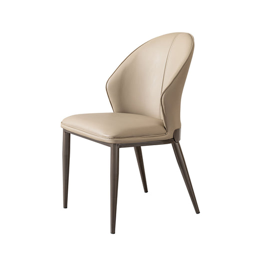 Modern Dining Chair (Set of 2) With Unique Backrest Design Leather - Beige / Black Home Essentials