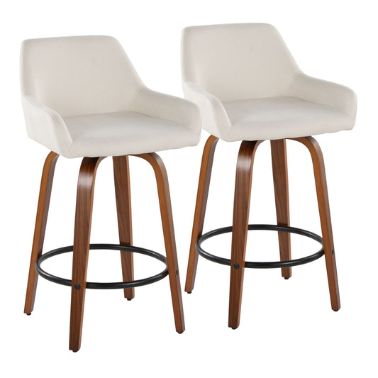 Daniella - Contemporary Fixed Height Counter Stool With Swivel With Round Footrest (Set of 2) Lumi Source