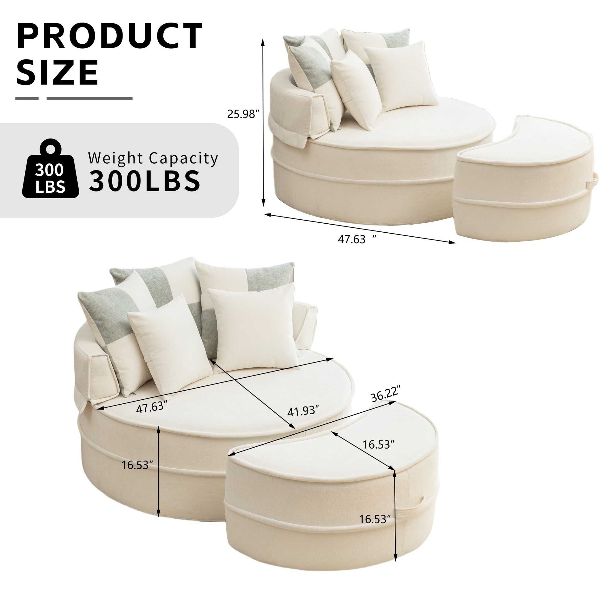 Modern Oversized Round Barrel Accent Chair With Ottoman Home Essentials
