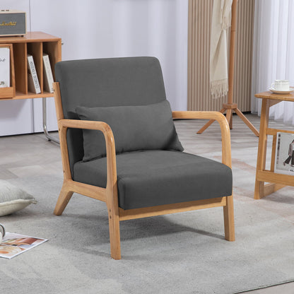 Leisure Chair With Solid Wood Armrest And Feet, Mid-Century Modern Accent Sofa, 1 Seat Home Essentials