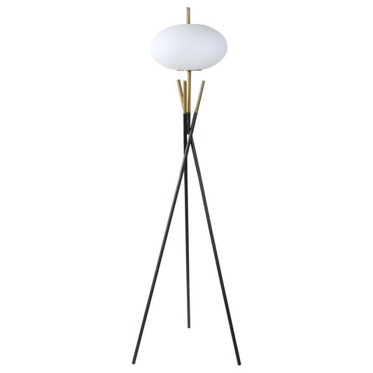 Layton - White Orb Shade Tripod Floor Lamp - Black Coaster Fine Furniture