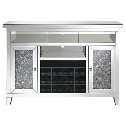 Melinda - 2-Door LED Mirrored Wine Storage Bar Cabinet - Silver CoasterElevations