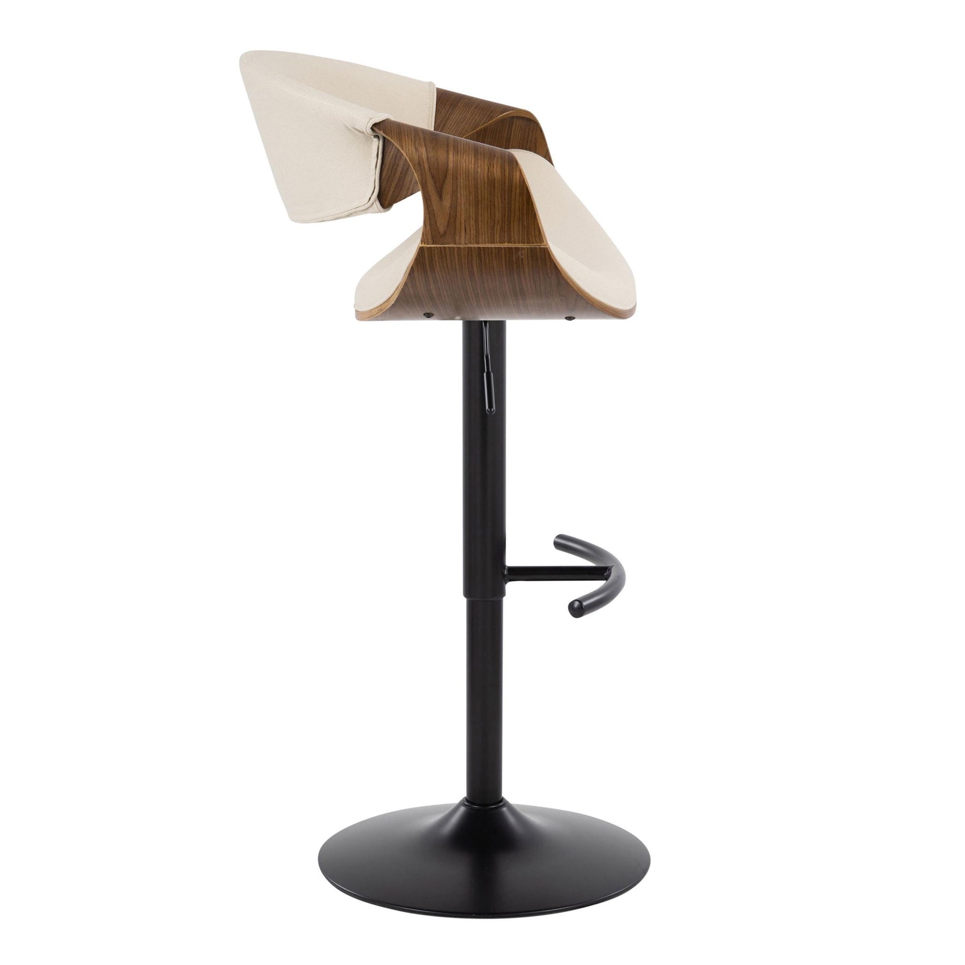 Curvo - Mid Century Modern Adjustable Barstool With Swivel & Rounded T Footrest (Set of 2) Lumi Source