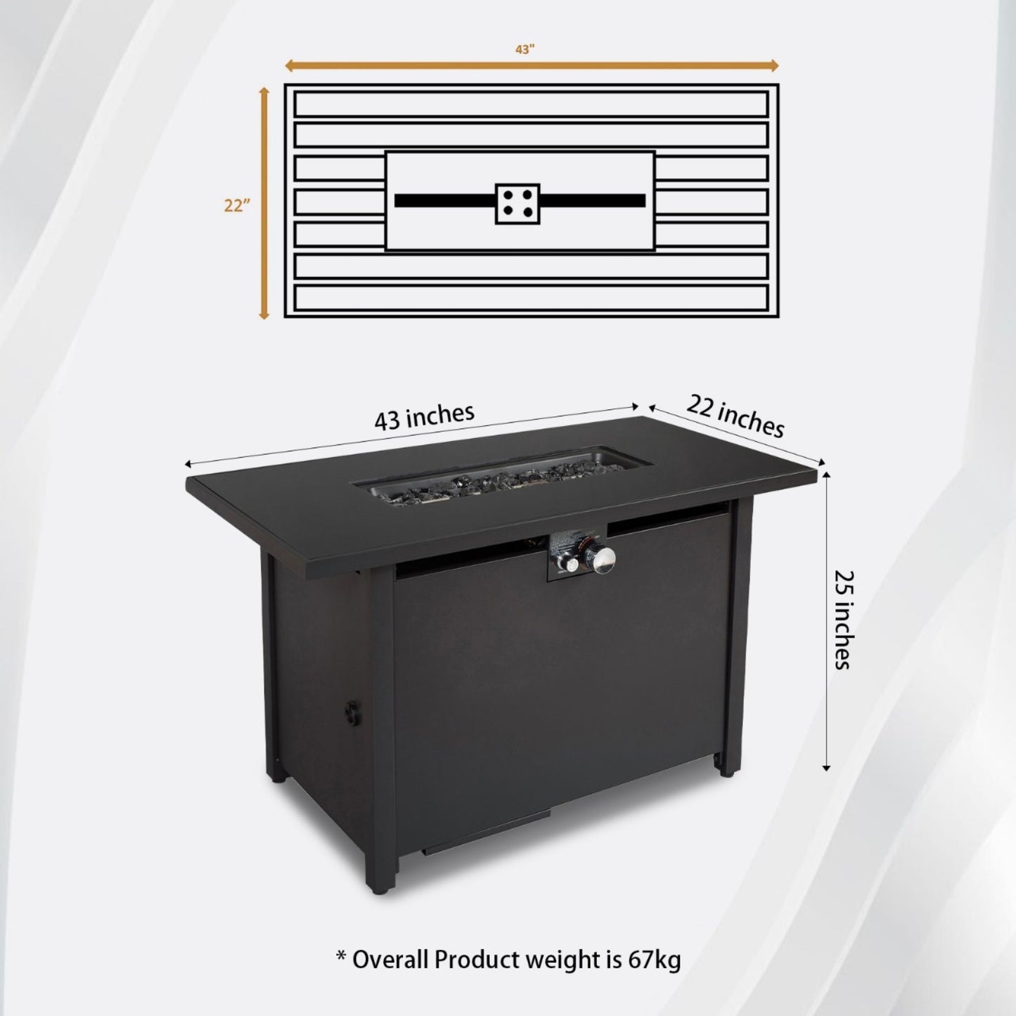 Outdoor Fire Pit Table With Lid Modern Design - Black LSI Patio Furniture
