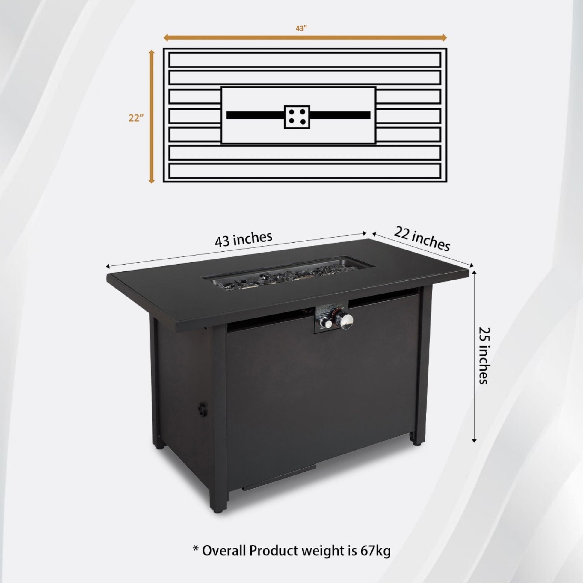 Outdoor Fire Pit Table With Lid Modern Design - Black LSI Patio Furniture