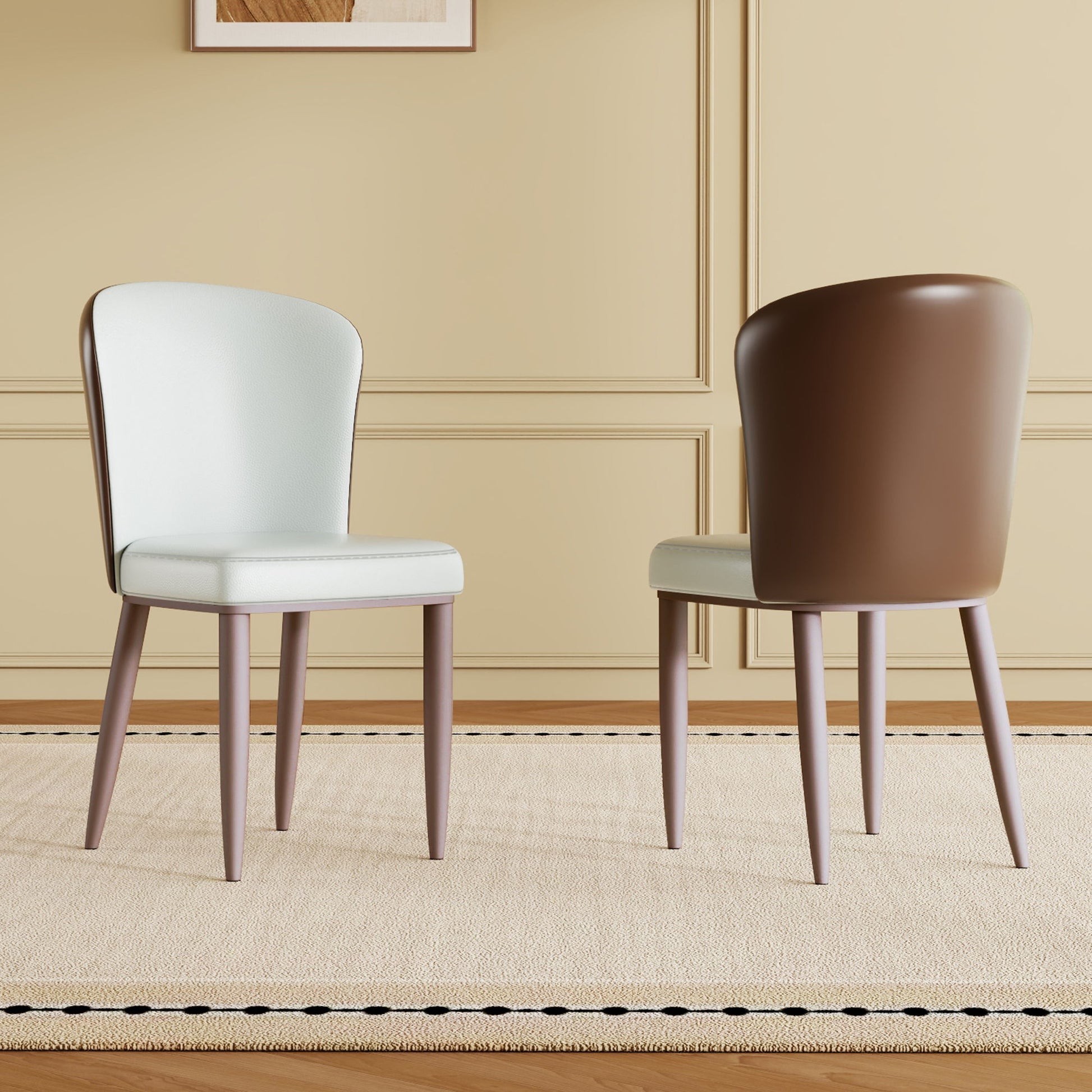 Dining Chair With Carbon Steel Legs, Comfortable Seating, (Set of 2) - White Home Essentials