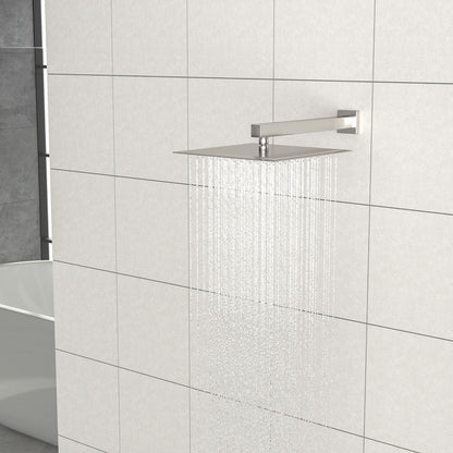 16" Square Rainfall Shower Head Fixed Wall Mount With Full Body Coverage & Self Cleaning Silicone Nozzles Daily Nest