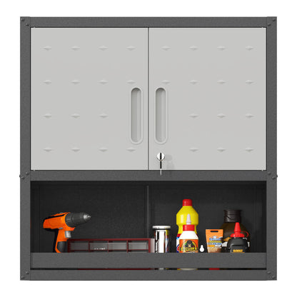 Metal Wall Mounted Tool Storage Cabinet With Locking Door, 1 Shelf & 1 Drawer Daily Nest
