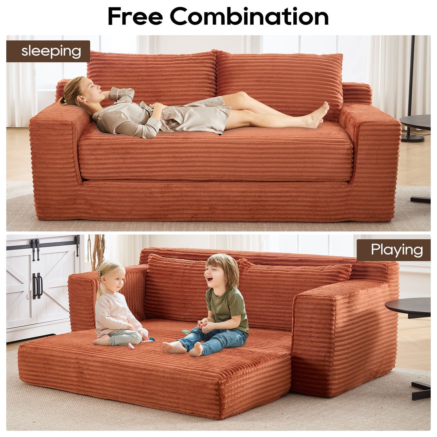 Convertible Loveseat Sofa Bed With Memory Foam & Steel Frame Home Essentials