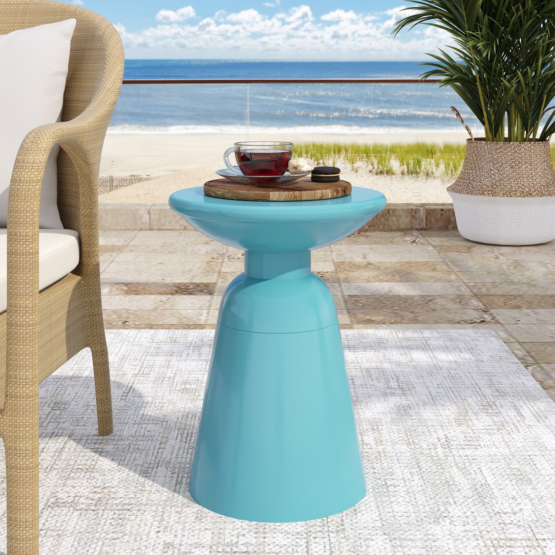 Outdoor Modern Metal End Large Table Noble House