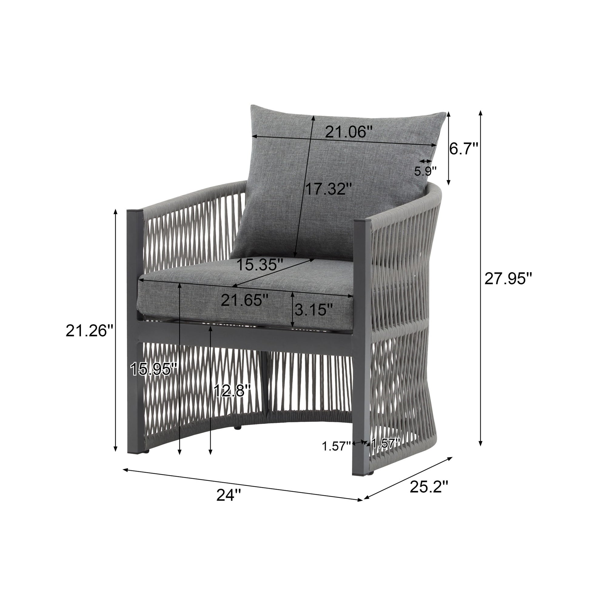 Modern Curved Aluminum Lounge Chair With Stylish Rope Weave Design And Cushioned Comfort For Outdoor Noble House