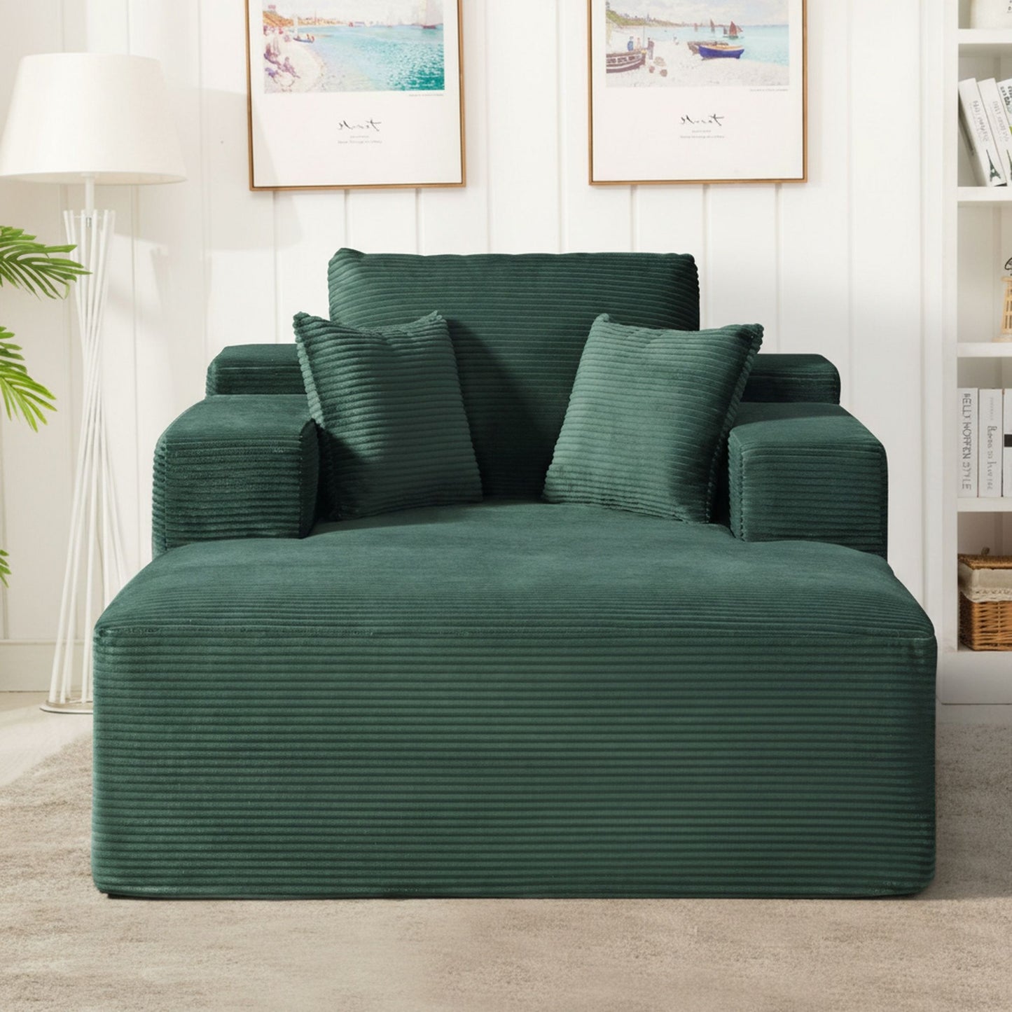 Convertible Chaise Lounge Chair With Wide Armrest & Throw Pillows US Pride