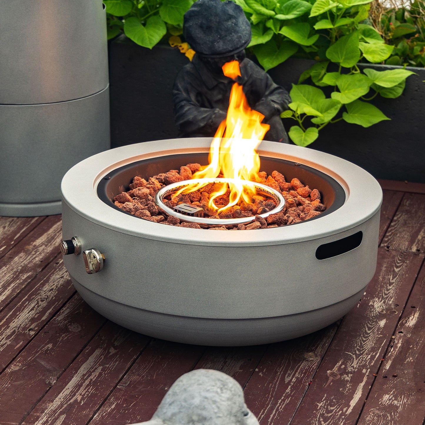 23" Propane Gas Fire Pit Bowl, 40000 Btu Round Steel Fire Pit For Outside Patio Deck Garden Backyard - Gray Home Essentials