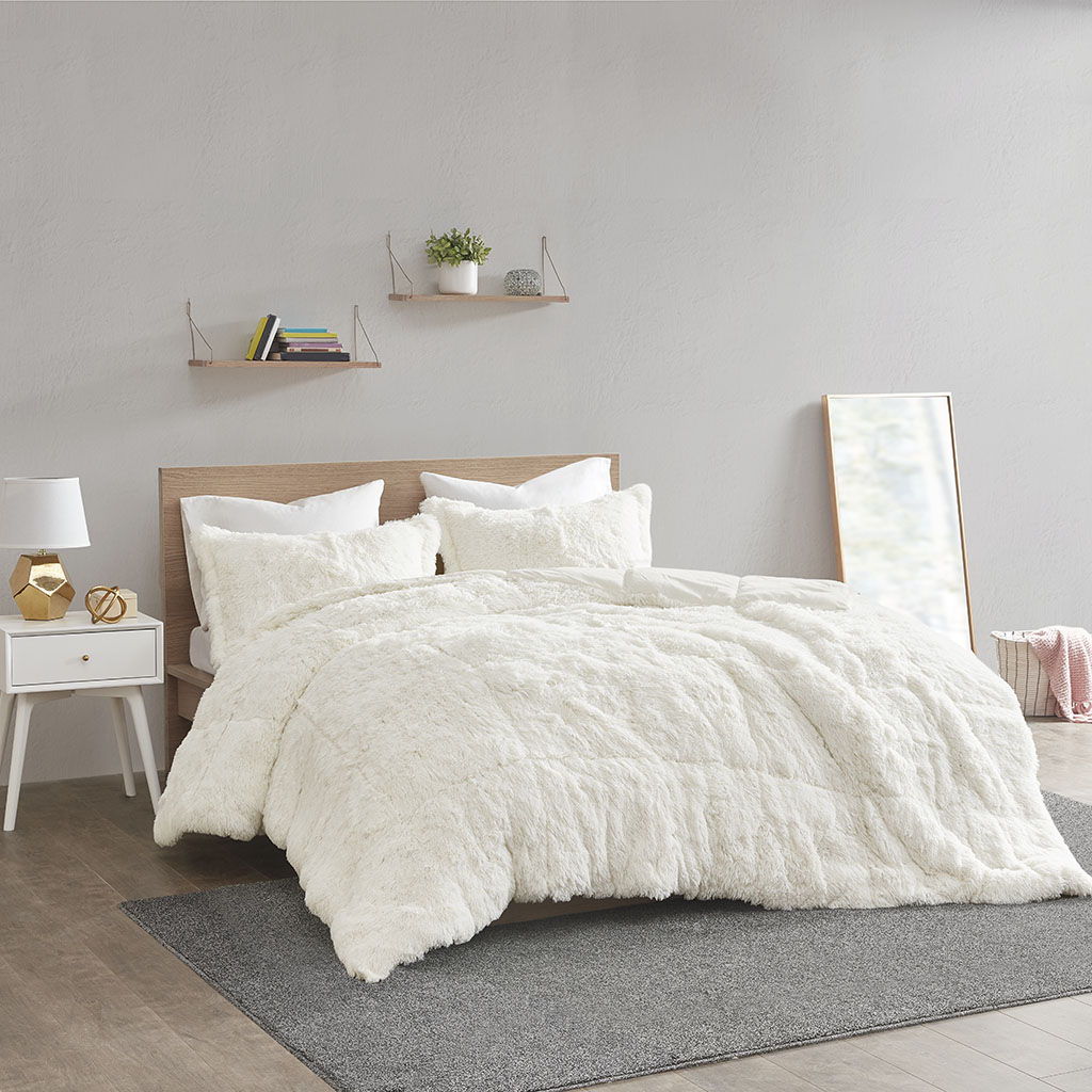 Malea - Shaggy Comforter Mini Set - Ivory