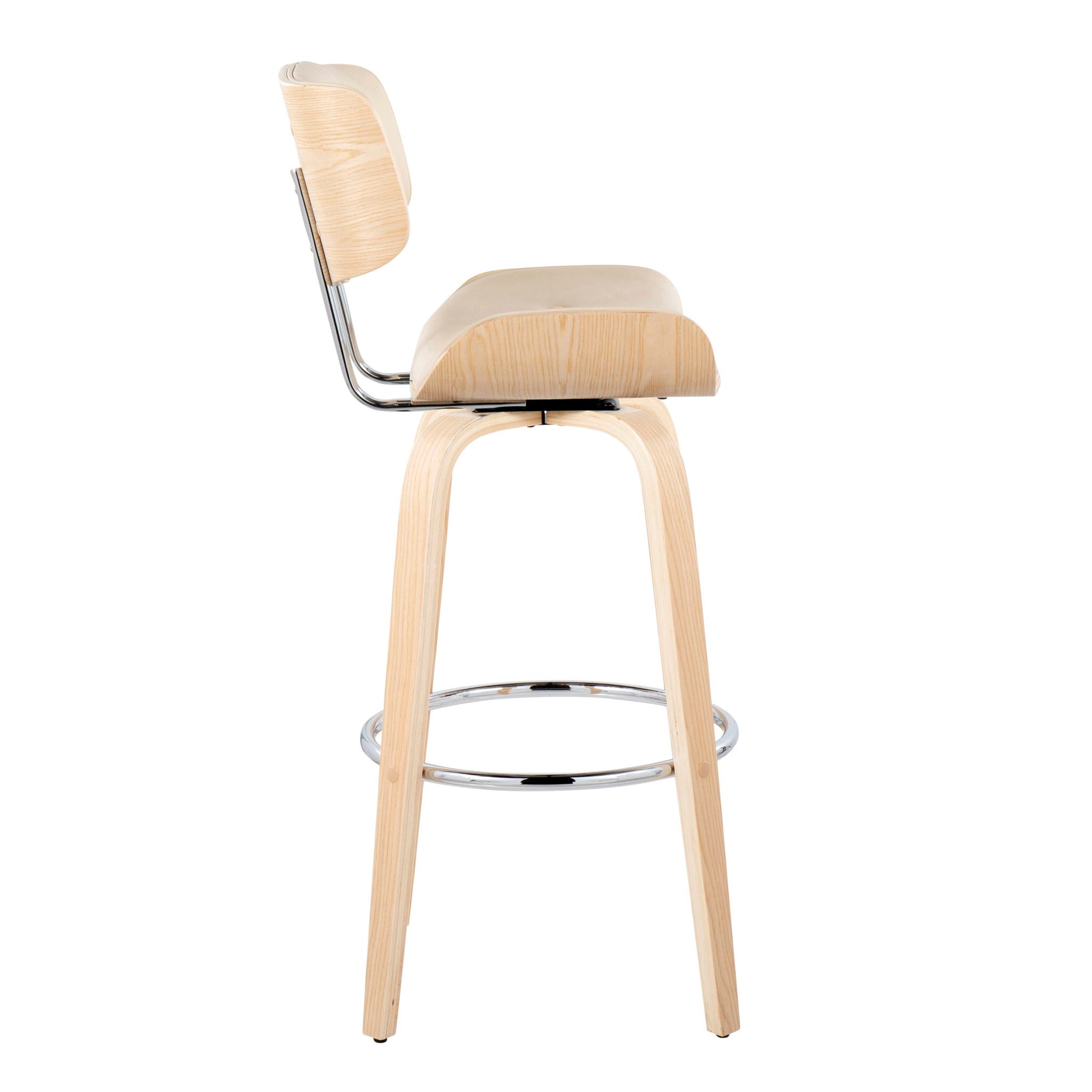 Lombardi - Mid Century Modern Fixed Height Barstool With Swivel With Round Footrest (Set of 2) Lumi Source