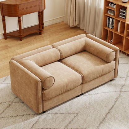 Stylish Chenille Sofa With Storage Seat And Cylindrical Backrest Home Essentials
